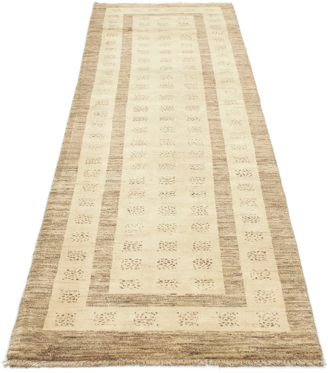 morgenland Wollteppich »Gabbeh Teppich handgeknüpft naturweiß«, rechteckig, handgeknüpft morgenland Naturweiß B/L: 79 cm x 295 cm