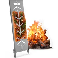 Delixike Flammlachsbrett | Extra breit 18cm Fisch Grillhalter Edelstahl | Grillzubehör für Feuerschale und Kugelgrill mit Wandstärke bis Weniger als 8mm | Flammlachshalter | Flammlachsbretter