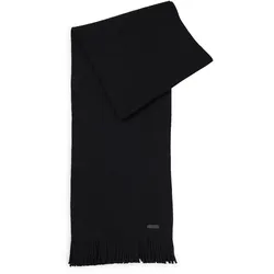 BOSS Herren Schal, Schurwolle - Albas, Strickschal, Fransen, 170x25cm, One Size Schwarz