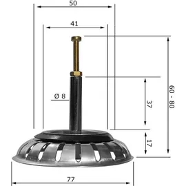 Franke 2er SET Siebkorb Durchmesser 77 mm für FRANKE Spülen mit 3 1/2 Zoll Excenterbetätigung / Ariane / Diana