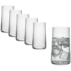 Rona Longdrinkgläser Serie Mode, Longdrinkglas mit moderner und markanter Form,430 ml,spülmaschinenfest, 6 Gläser Set ,Premiumqualität