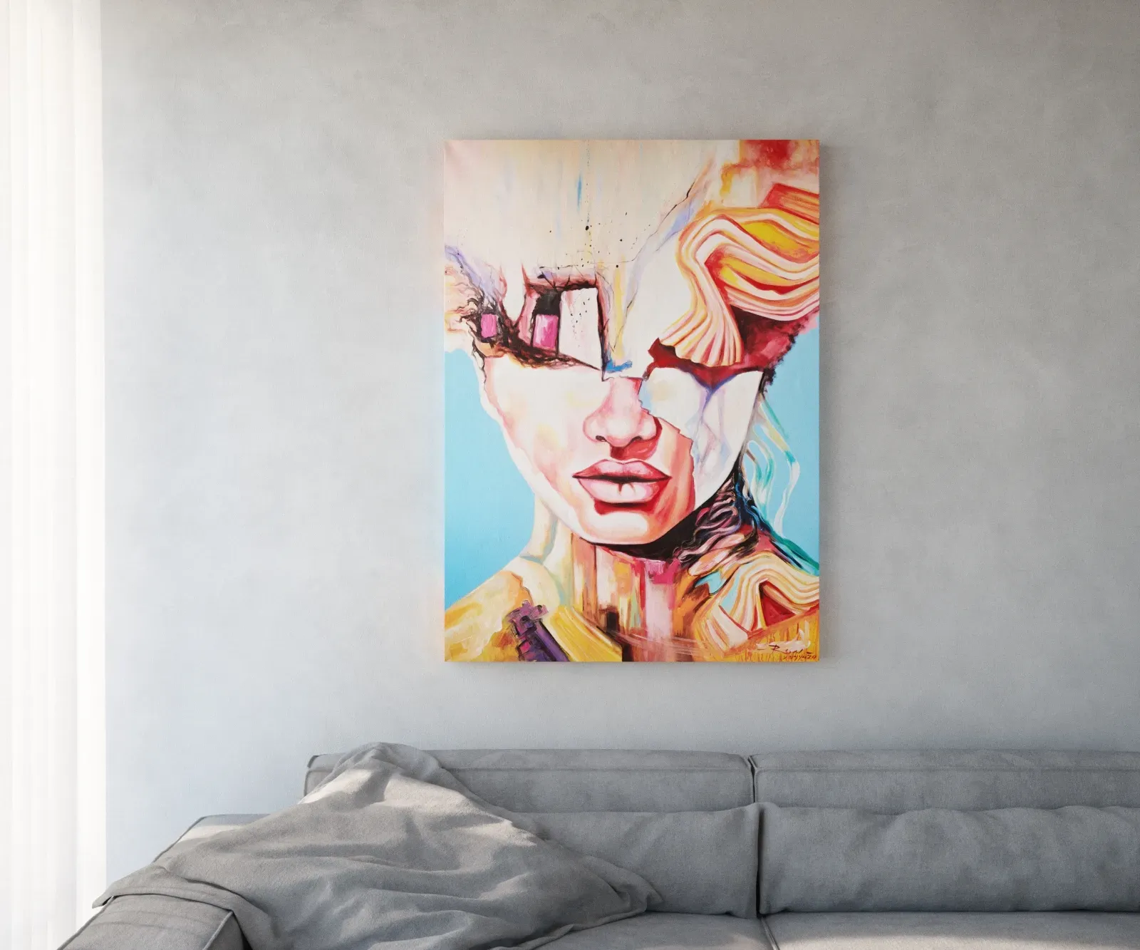 DELIFE Peinture Expression multicolore 100x140 cm acrylique sur toile, Articles de décoration