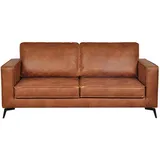 miliboo Vintage-Ledersofa 3-Sitzer cognacfarben Sonny