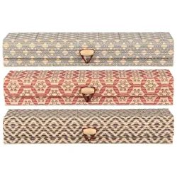 IB Laursen Schachtel, 3er Set mit Muster länglich Bambus, 20 x 6 x 3.5 cm