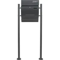 Wiltec Designer Briefkasten V4 Anthrazit inkl. Zeitungsfach