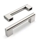 Amerdeco 10 Stück Möbelgriffe Edelstahl Gebürsteter Nickel Schrankgriffe Küchengriffe 96mm Lochabstand Schubladen Griffe Schubladengriffe Griffe für Küchenschränke Kleiderschrank UK0038