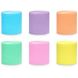 PartyDeco 6 Krepppapier Rollen 5cm x 10m Krepp Papier zum Basteln Dekorieren Bastelkrepp Kreppbänder Floristenkrepp Bastelbedarf Bastelzubehör Farbmix Pastell