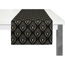 ADAM Audio Tischläufer ADAM "Feathers" Gr. 1, beige (natur, schwarz), B:150cm L:50cm, Bio-Baumwolle, Tischdecken, GOTS organic,zertifiziert durch CERES 0242Made in Germany