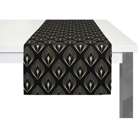 ADAM Audio Tischläufer ADAM "Feathers" Gr. 1, beige (natur, schwarz), B:150cm L:50cm, Bio-Baumwolle, Tischdecken, GOTS organic,zertifiziert durch CERES 0242Made in Germany