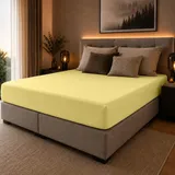 BettwarenShop Spannbettlaken für Boxspring Matratzen Ultra Stretch 180x200 cm | creme - gelb