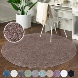 Hochflor-Teppich CARPET CITY "City Shaggy", braun, H:30mm Ø:120cm, Polypropylen, Teppiche, Teppich Langflor, Uni, Shaggy, flauschig-weich