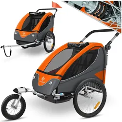 KESSER® Kinderanhänger Fahrradanhänger 360° Drehbar mit Federung 2in1 Joggerfunktion Kinderfahrradanhänger + 5-Punkt Gurt Jogger Fahrrad Anhänger für 1 bis 2 Kinder max. 40kg