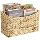 TOLIDA Stabiles Zeitungsständer aus Wasserhyazinthe, Gewebtes Aufbewahrungskorb mit Griff, Handbemalte Aktenhalter, Weidenkorb für Buch, Zeitschriften, Papiere als Geschenk Deko 36x17x28CM