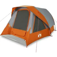 VidaXL Campingzelt 4 Personen Grau und Orange Wasserdicht