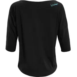 Winshape 3/4-Arm-Shirt MCS001 ultra leicht mit Neon blauem Glitzer-Aufdruck blau|schwarz S (34/36)