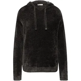 STREET ONE Kapuzenpullover STREET ONE, Damen, Gr. 46, schwarzest braun, Stoff, 78% Polyamid, 12% Polyacryl, 10% Baumwolle, unifarben, normal normal, ohne Ausschnitt, normaler Saum, Pullover