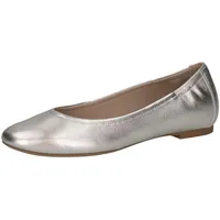 CAPRICE Damen Ballerinas Leder Elegant, Silber (Pearl Metallic), 39