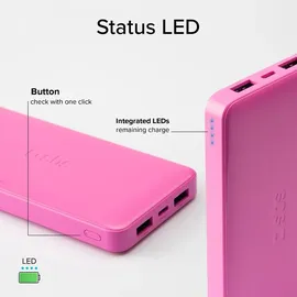 SBS Powerbank fast charge mit 10.000 mAh und 2 USB Rosa