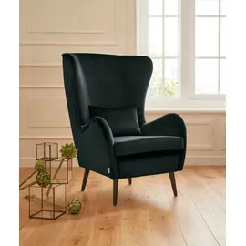 Home Affaire "Sallito, Ohrensessel, TV-Sessel", grün, B:76cm H:109cm T:85cm, Struktur Hahnentritt (67% Polypropylen, 33% Polyester);Samtoptik (100% Polyester);Fellimitat (100% Polyester);Samtcord (92% Polyester, 8% Polyamid);Struktur (100%