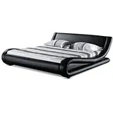 Supply24 since 2004 Designer Leder Bett Avignon mit Lattenrahmen Lattenrost Polsterbett wellenförmiges Lederbett schwarz modern gewelltes Bett Doppelbett günstig (180 x 200 cm)