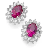 Smart Jewel Paar Ohrstecker elegant, farbige Steine und weiße Zirkonia, Silber 925 rot