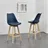 [en.casa] Barhocker 2er Set gepolstert Buche-Gestell Blau