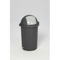 PROREGAL Robuster Abfallbehälter mit Einwurfklappe | 50 Liter, HxBxT 76x41x41cm | Kunststoff | Grau | Mülleimer Abfalleimer Müllkorb