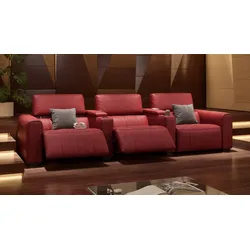 Leder 3-Sitzer Kino Sofa Heimkino Couch - Rot