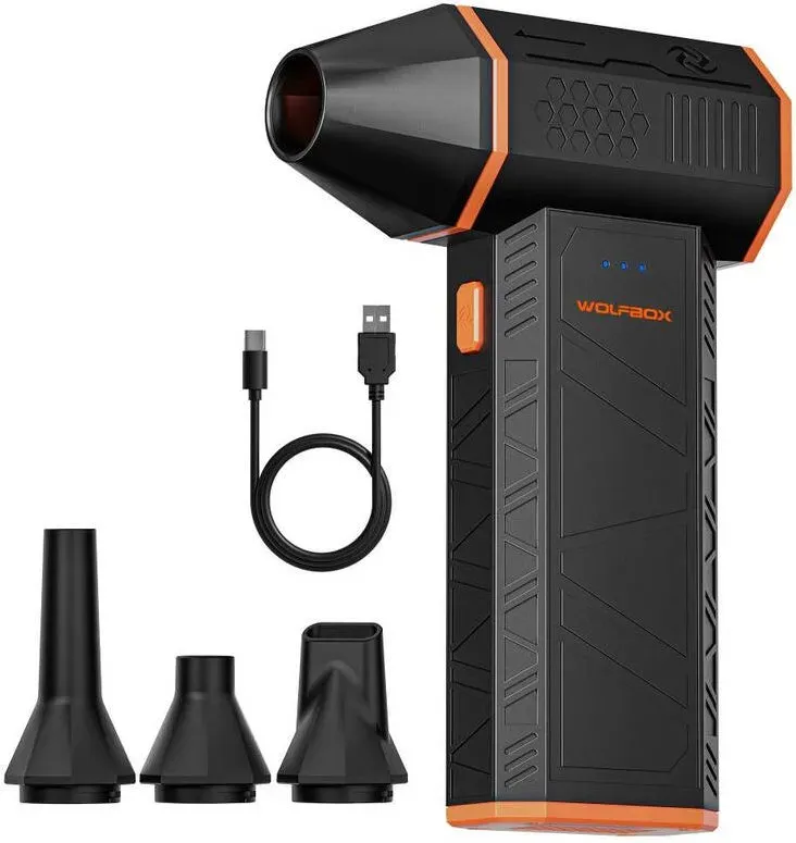 WOLFBOX MF50 Elektrischer Luftstößel, 320 g Luftdruck, wiederaufladbarer bürstenloser 3-Gang-Motor, für Auto/PC/Zuhause/Outdoor