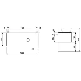 Laufen ILBAGNOALESSI Schubladenelement, Ausschnitt rechts, 120x50x37cm, zu WT-Schale H81897 4, H4303230974291, Farbe: Dunkelbraun