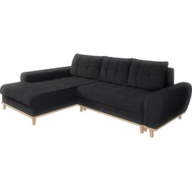 luma-home Ecksofa Scandi-Stil Schlaffunktion Bettkasten, Bouclé Chenille Stoff Anthrazit / 21012 - Grau