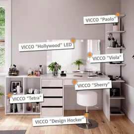Vicco Schminktisch, Sherry, Weiß, 120 cm