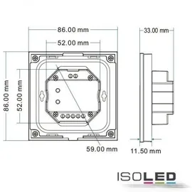 ISOLED Sys-Pro RGB+W 4 Zonen Einbau-Touch-Fernbedienung + DMX Output, schwarz, 230V