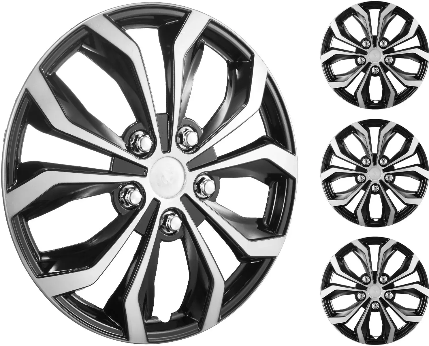 VEVOR Radkappen Radnabenkappen Felgenabdeckung für 16 Zoll Durchmesser, langlebige kratzfeste Radkappe mit Druckknopf und Ventildüsenloch, ABS- und PC-Radkappe mit hoher Steifigkeit wetterfest