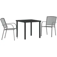 VidaXL 3-teiliges Garten-Essenset Anthrazit Stahl