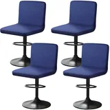 YINGAYOU Stuhlhussen für Barhocker mit Lehne Samt Stretch Barhocker Stuhlhussen Sehr Weich und Elastisch, Einfach Anzubringen Knitterfrei, Waschbar, Staubdicht (4, Dunkelblau)