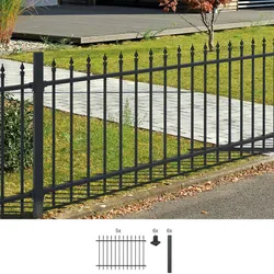 Metallzaun ALBERTS "Chaussee", schwarz, H:100cm, Aluminium, Zaunelemente, Höhe: 100 und 120 cm, Gesamtlänge: 10 m, zum Aufschrauben