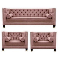 JVmoebel Sofa Sofagarnitur Luxus Set 311 Sessel Italienische Möbel Sitzer, Made in Europe rosa