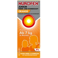 Nurofen Junior Fieber- und Schmerzsaft – Ibuprofen-Saft mit Orangen Geschmack bei Fieber und Schmerzen – Für Kinder – 40 mg/ 100 ml