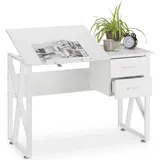 Relaxdays Schreibtisch neigbar, verstellbare Arbeitsfläche, Laptoptisch oder Zeichentisch, hbt 75x110x55cm, weiß