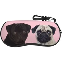UNIOND Brillenetui mit Mops-Motiv, Neopren, mit Reißverschluss, Schwarz , One size - Einheitsgröße