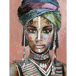 LC Home Designer Wandbild »Frauenkopf mod. Art mit Ohrringen« handbemalt 90x120cm Ölbild