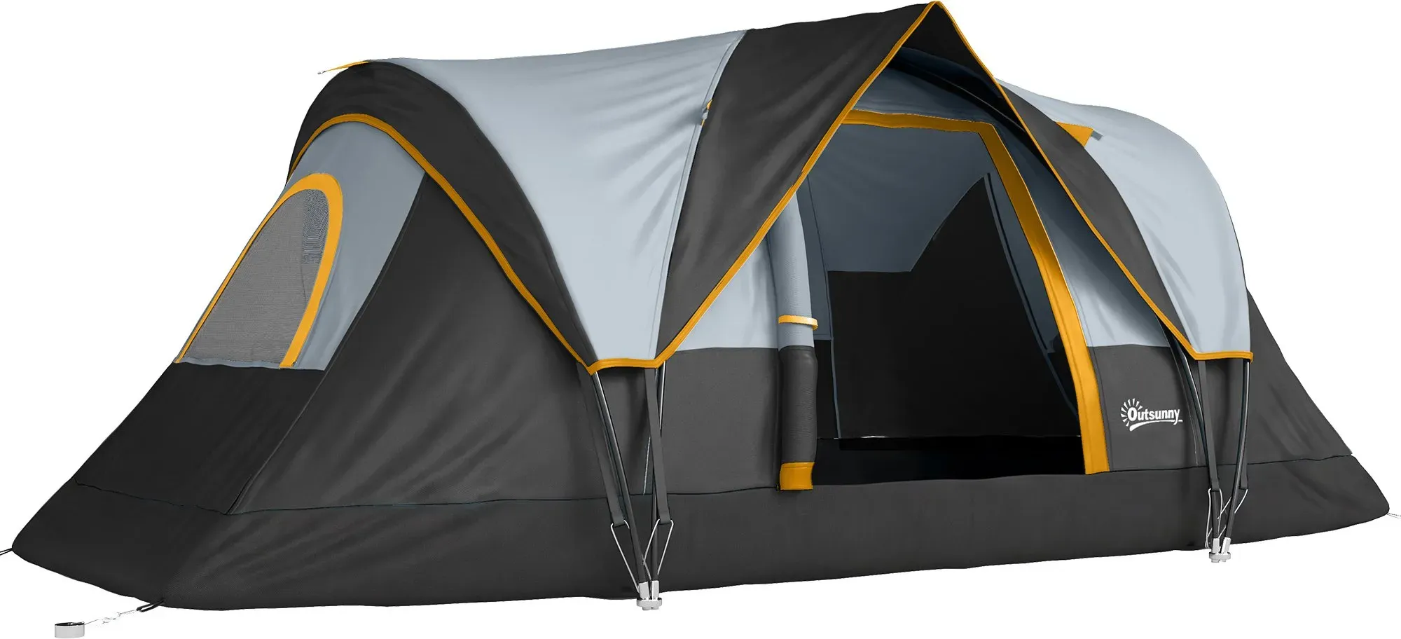 Outsunny Campingzelt für 5-6 Personen stabil wasserdicht Familienzelt mit Eingang Fenster Packtasche, Zelt mit 3000mm Wassersäule Tunnelzelt Kuppelzelt für Camping Reise Garten, Hellgrau   Aosom