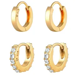 Elli Creolen Glanz Kristalle Set 925 Silber goldfarben Damen 