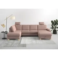 Wohnlandschaft HOME AFFAIRE "Summer U-Form", rosa (altrosa), B:314cm H:91cm T:170cm, 95% Polyester, 5% Polyamid, Sofas, Wohnlandschaft, mit oder ohne Bettfunktion und Bettkasten, Cord-Bezug