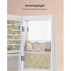 Songmics Schmuckschrank mit LED und Spiegel 360° drehbar grau/weiß
