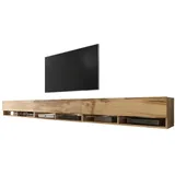 Selsey Wander - TV-Board/Fernsehschrank für Wohnzimmer hängend/stehend, optional mit LED, 300 (3 x 100) cm breit (Holzoptik Wotan Eiche, mit LED)