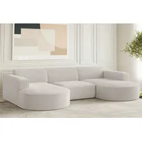 Kaiser Möbel Ecksofa Ecksofa Designer, Sofa U Form MODENA Stoff Loop beige