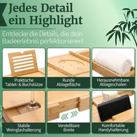 HEIMwert Badewannenablage Badewannentablett Ablage Badewanne - Extragroß mit ausklappbarem Ständer