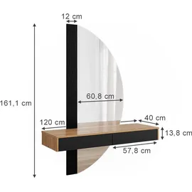Vicco Schminktisch Melisa Schwarz 120 cm mit 2 Schubladen